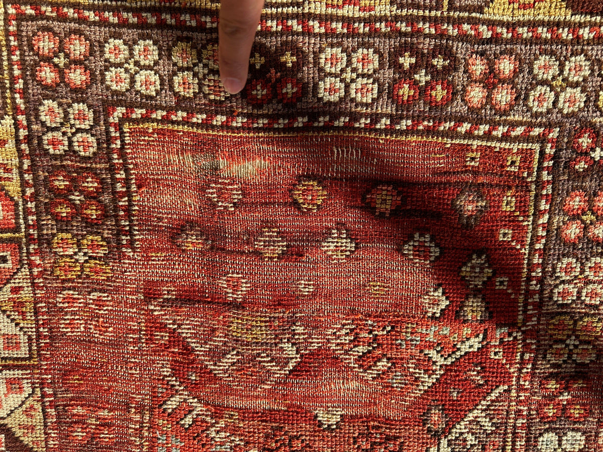 Rugistan Antique Turkish Wool Distressed Prayer Rug 4’3” x 5’11”