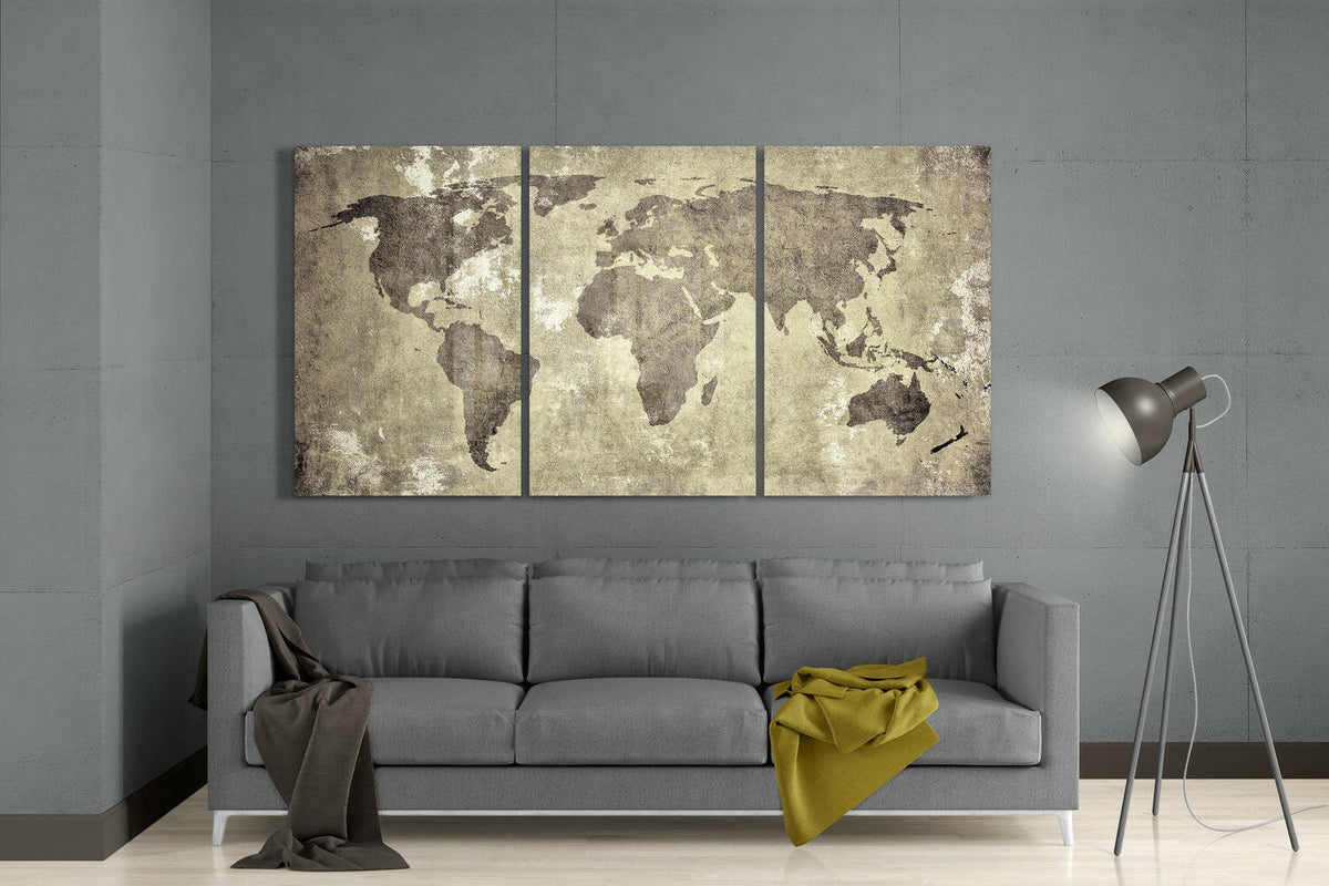 Antique World Map Mega Glass Wall Art - Wall Decoration - by Insigneart USA (image 3 of 3) | Heavy Bass & Prosody