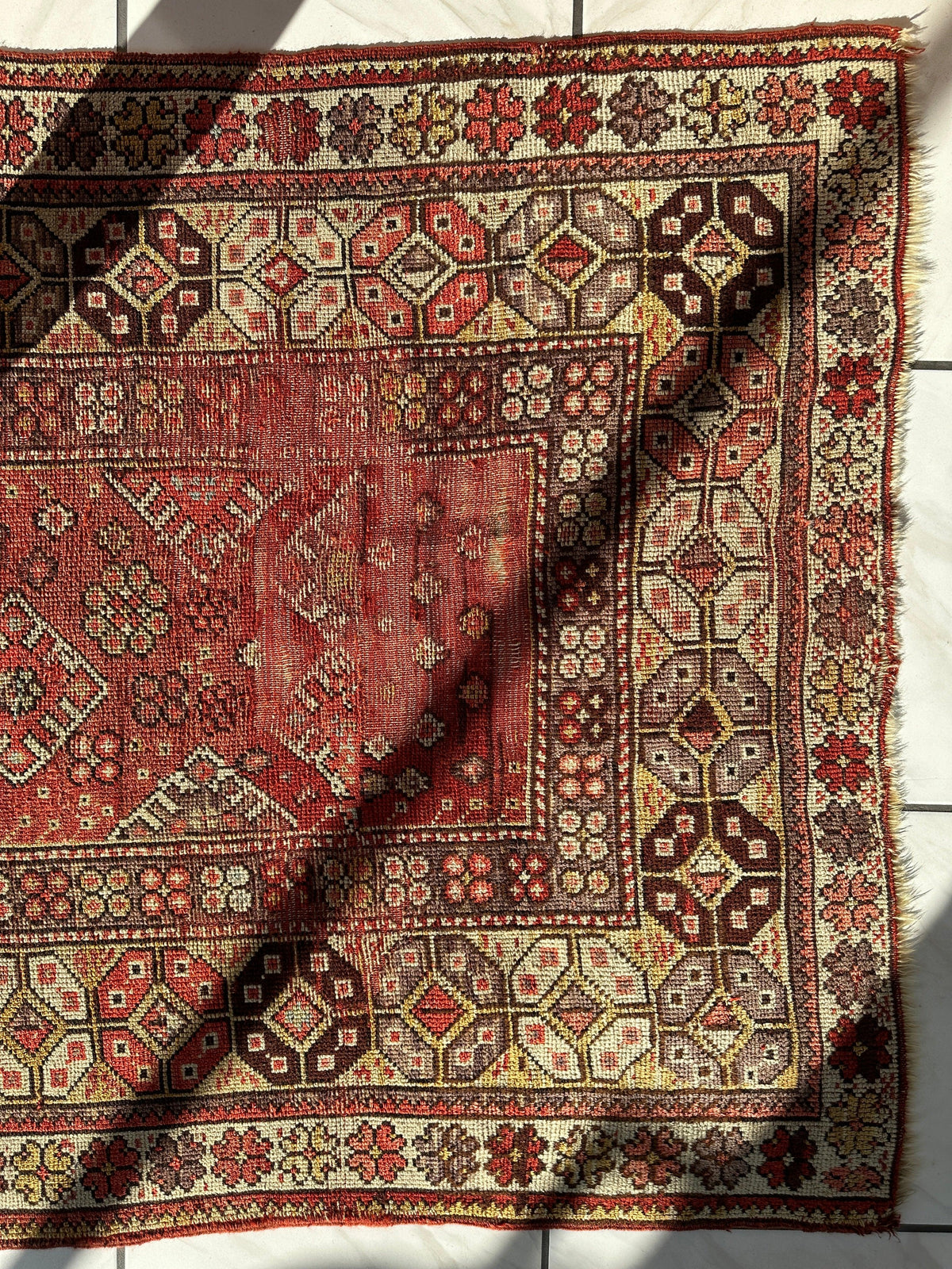 Rugistan Antique Turkish Wool Distressed Prayer Rug 4’3” x 5’11”