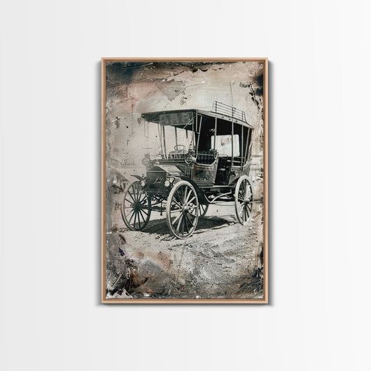 Antique Carriage Sepia Print - Framed Canvas Wall Art, Vintage Vehicle Decor for Living Room, (product 10485249507611)