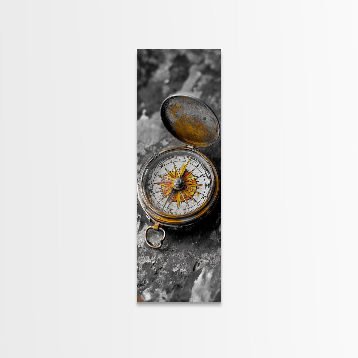 Antique Compass, Wanderlust Charm, Vintage Travel Art, Framed Canvas Print, Rustic Decor, Library (product 10485249736987)