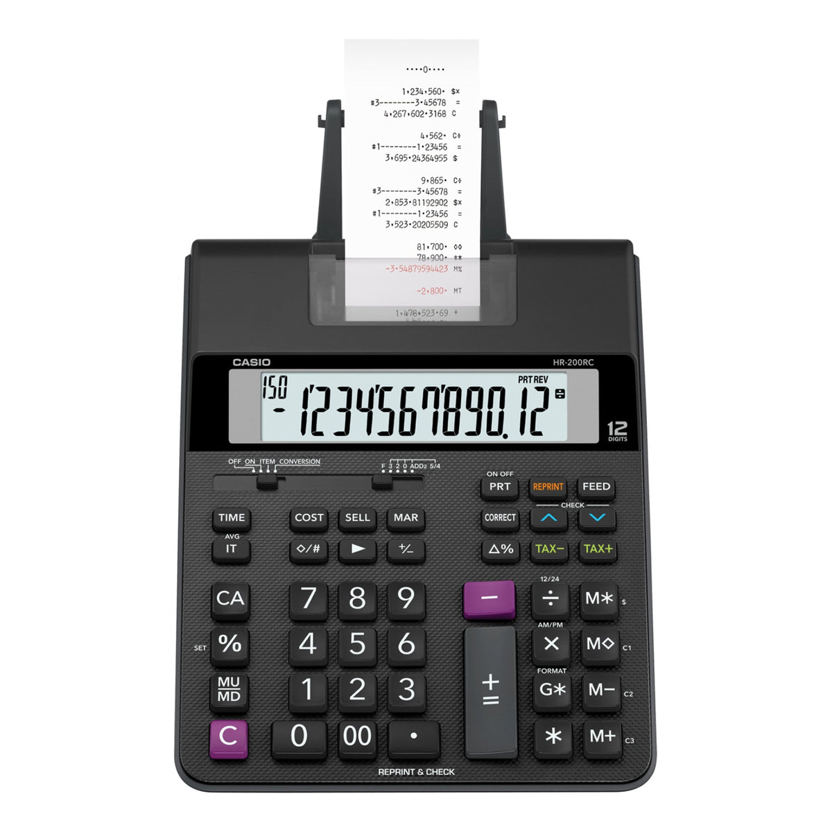 Casio HR200RC Printing Calculator, Black/Red Print, 2.4 Lines/Sec