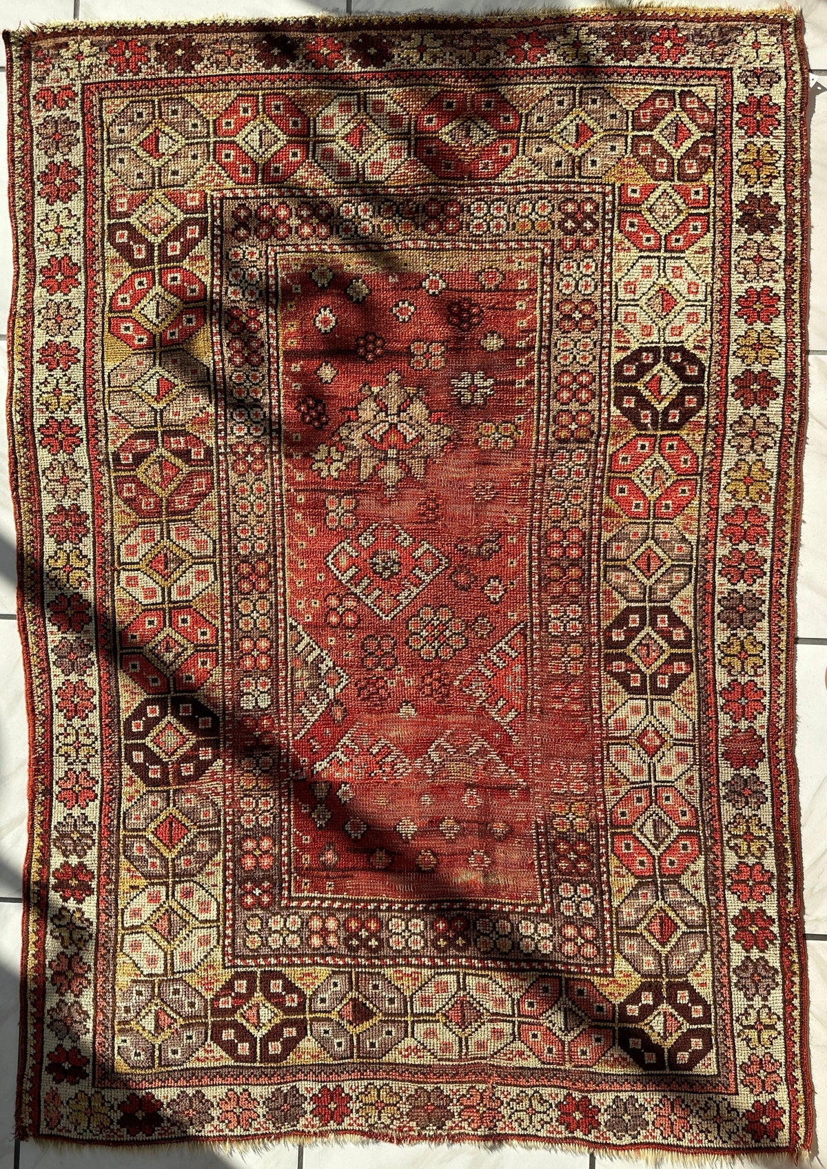 Rugistan Antique Turkish Wool Distressed Prayer Rug 4’3” x 5’11”
