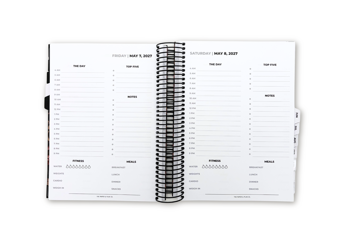 2027 Black Leather Look Daily Planner Premium Bundle