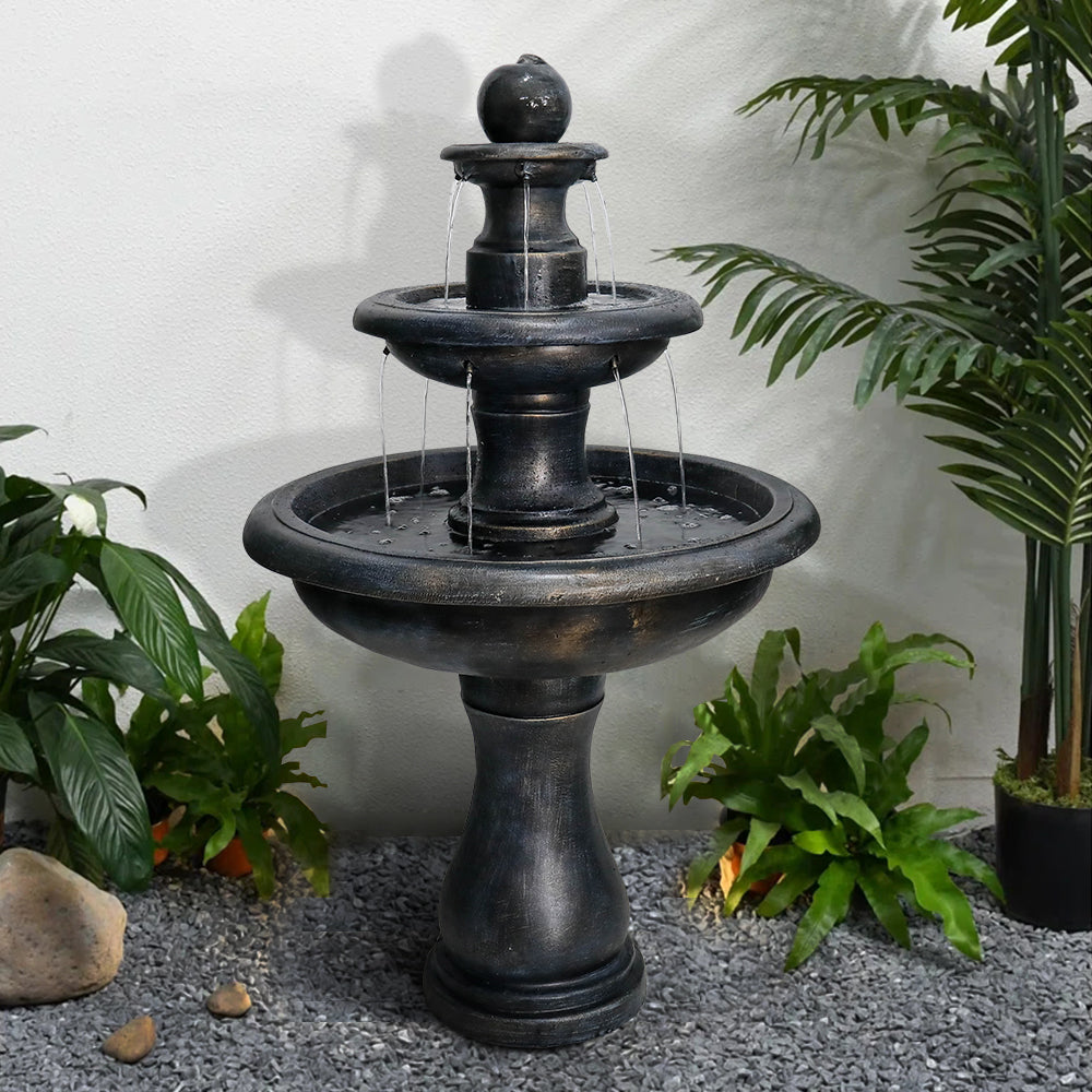 Concrete Antique Black 3 Tier Outdoor Water Fountain - Outdoor Fountain - by Water Fountain online (image 2 of 7) | Heavy