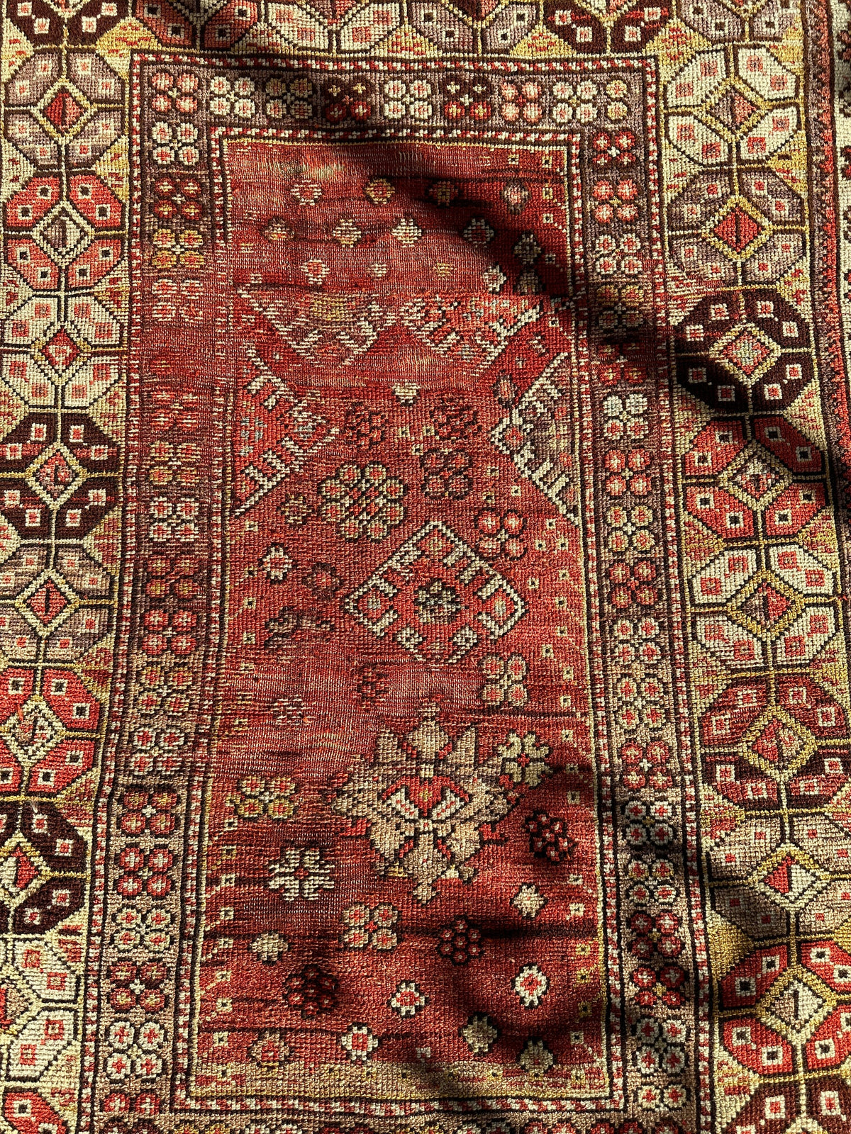 Rugistan Antique Turkish Wool Distressed Prayer Rug 4’3” x 5’11”