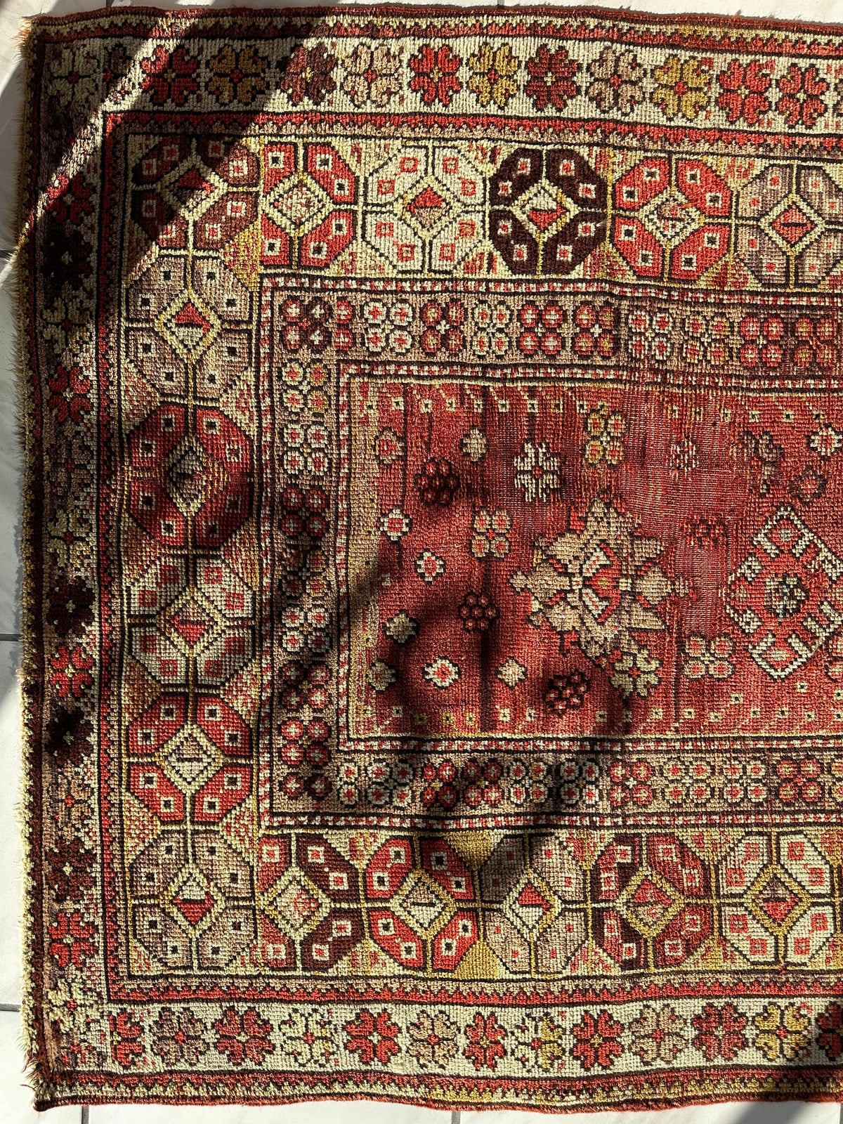 Rugistan Antique Turkish Wool Distressed Prayer Rug 4’3” x 5’11”