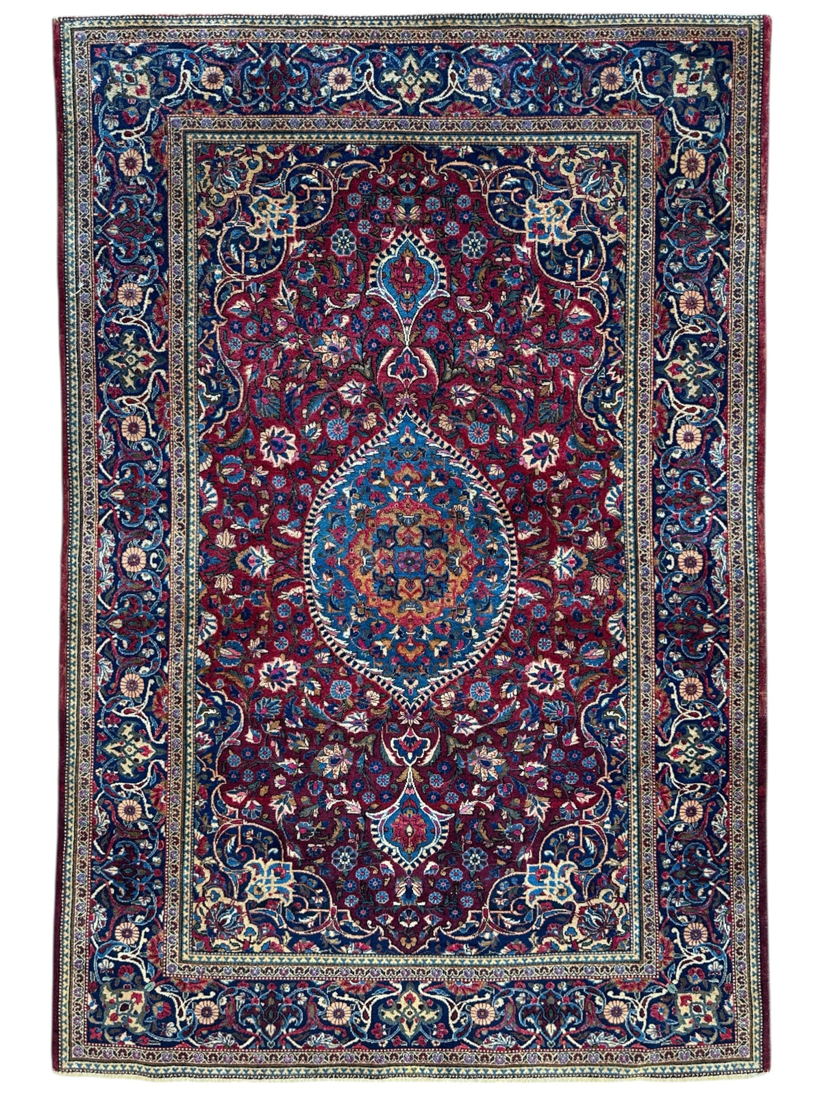Rugistan Antique Persian Kashan Debir Rug – 4’3” x 6’4” – Circa 1920s – Hand-Knotted Fine Wool