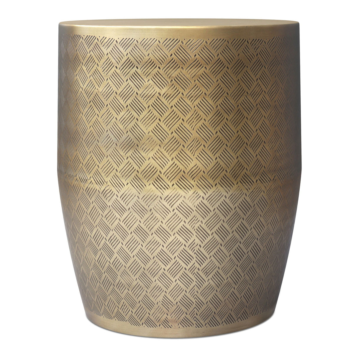 Johnsen - Cross Hatch Pattern Accent Table - Antique Gold - Accent Tables - by HouseOfZazla (image 3 of 4) | Heavy Bass &