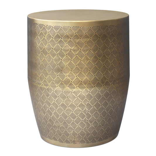 Johnsen - Cross Hatch Pattern Accent Table - Antique Gold - Accent Tables - by HouseOfZazla (image 1 of 4) | Heavy Bass &
