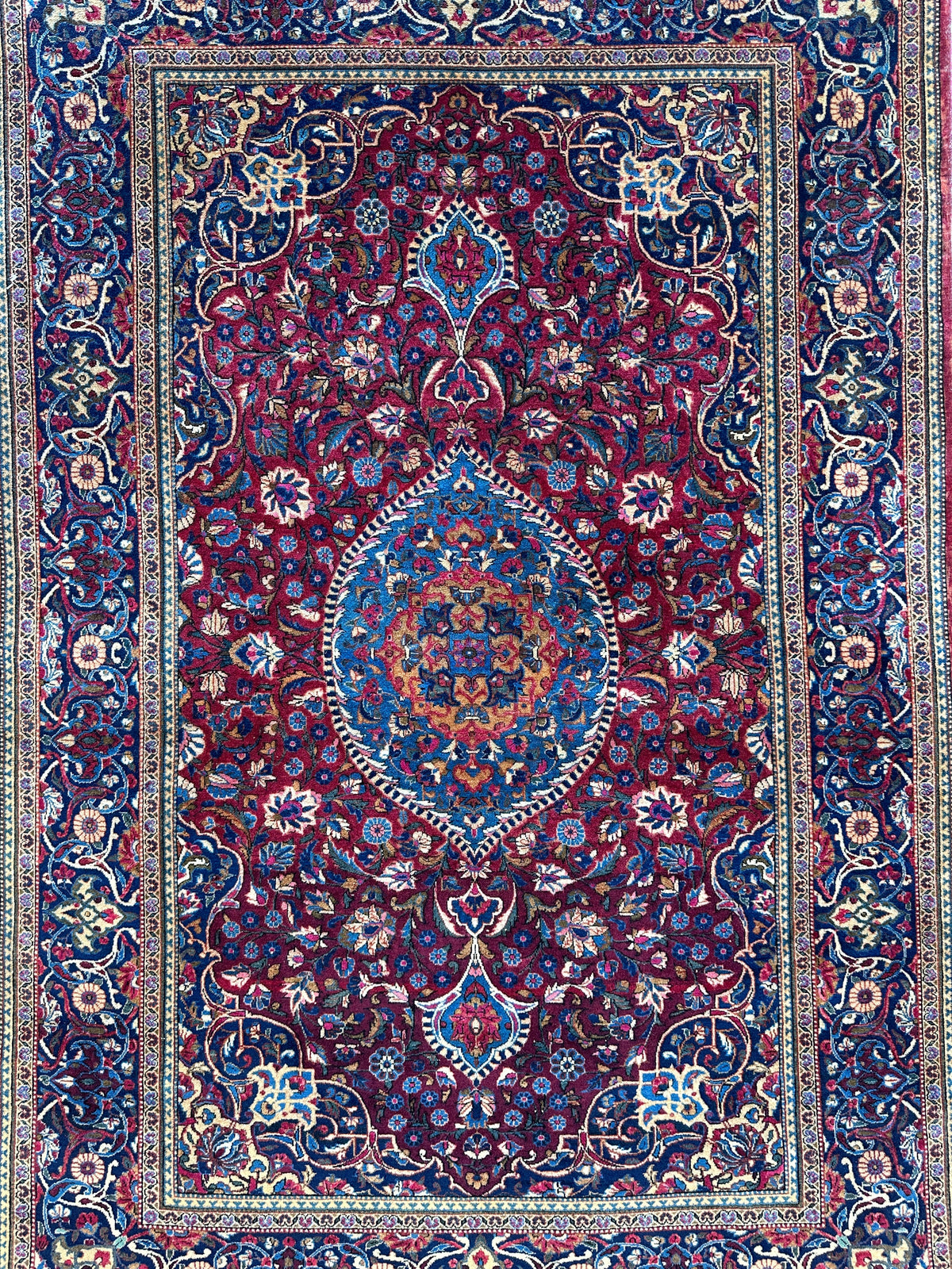 Rugistan Antique Persian Kashan Debir Rug – 4’3” x 6’4” – Circa 1920s – Hand-Knotted Fine Wool