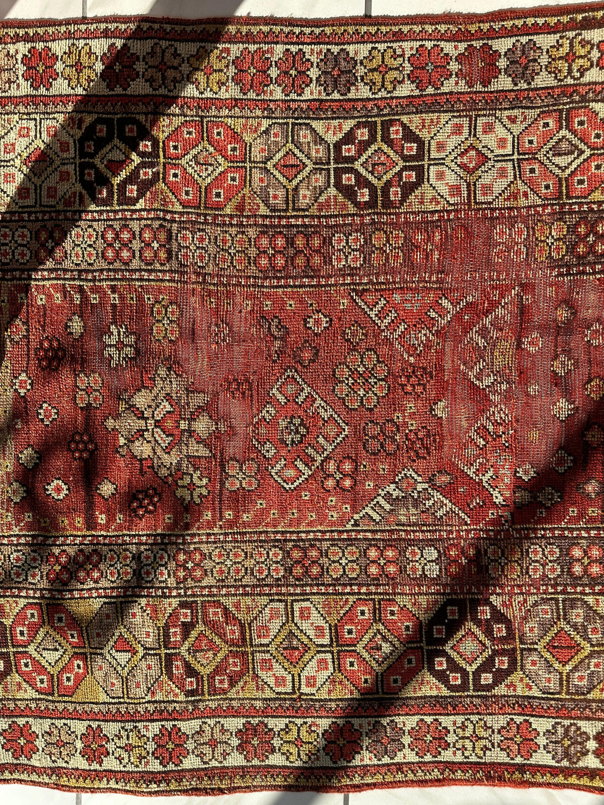 Rugistan Antique Turkish Wool Distressed Prayer Rug 4’3” x 5’11”