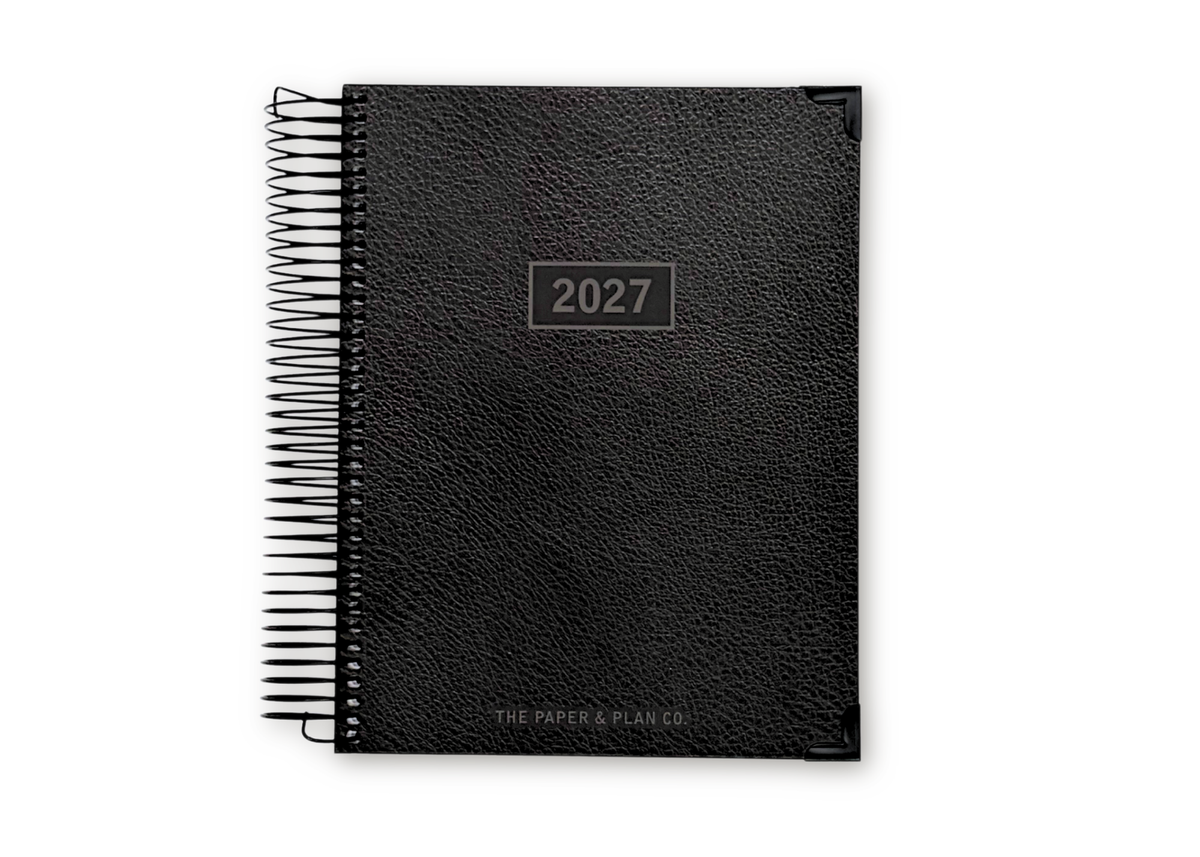 2027 Black Leather Look Daily Planner