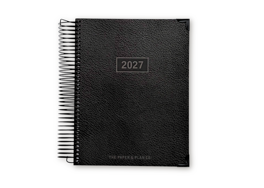 2027 Black Leather Look Daily Planner