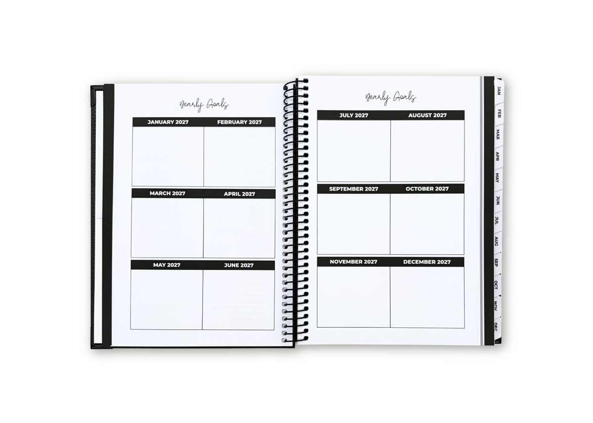 2027 Black Leather Look Weekly Planner