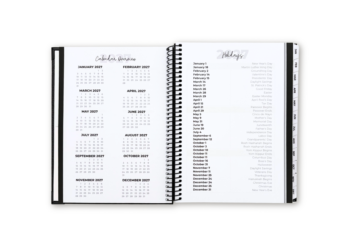 2027 Black Leather Look Weekly Planner