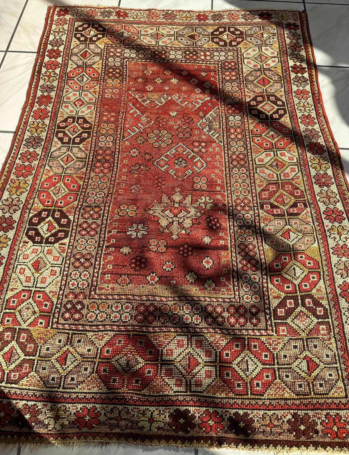 Rugistan Antique Turkish Wool Distressed Prayer Rug 4’3” x 5’11”