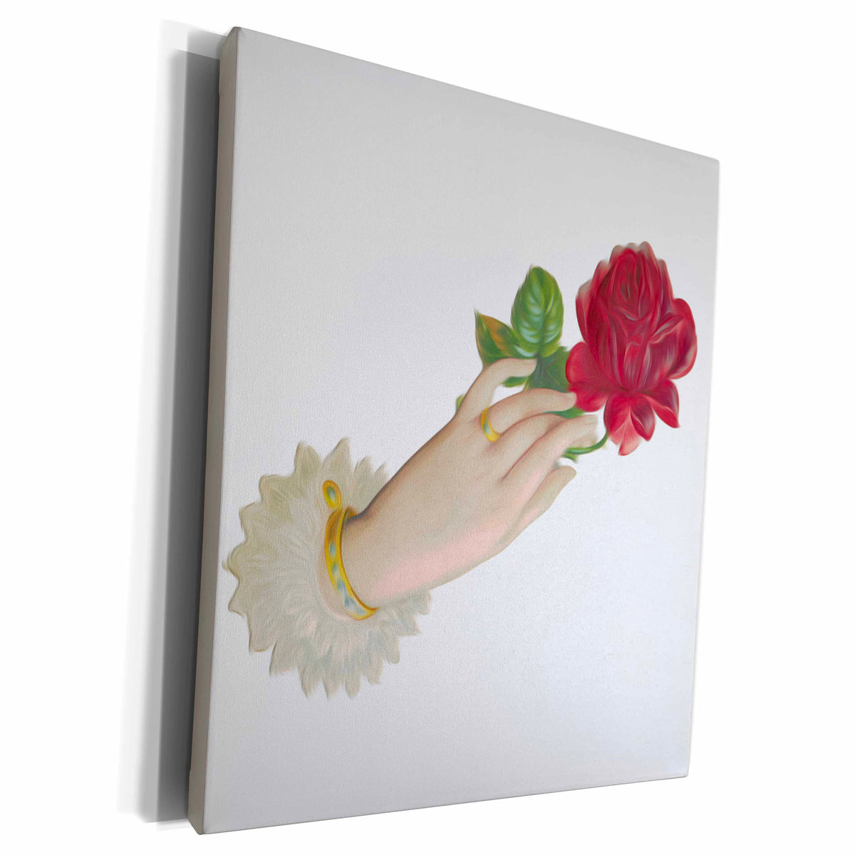 3dRose Antique Vintage Victorian Fancy Delicate Hand And Red... - Museum Grade Canvas Wrap (product 10485249147163)