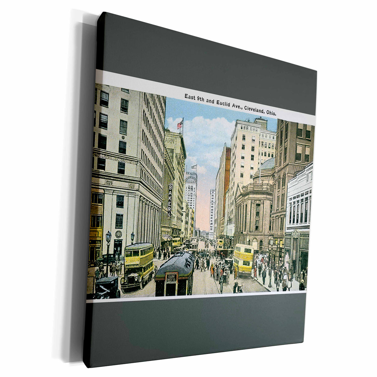 3dRose Cleveland Ohio Vintage Street Scene with Antique... - Museum Grade Canvas Wrap (cw_170545) - (product 10485247836443)