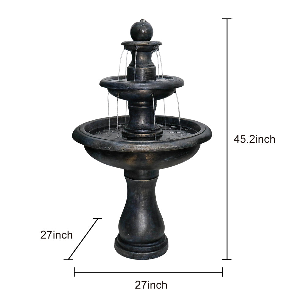 Concrete Antique Black 3 Tier Outdoor Water Fountain - Outdoor Fountain - by Water Fountain online (image 4 of 7) | Heavy