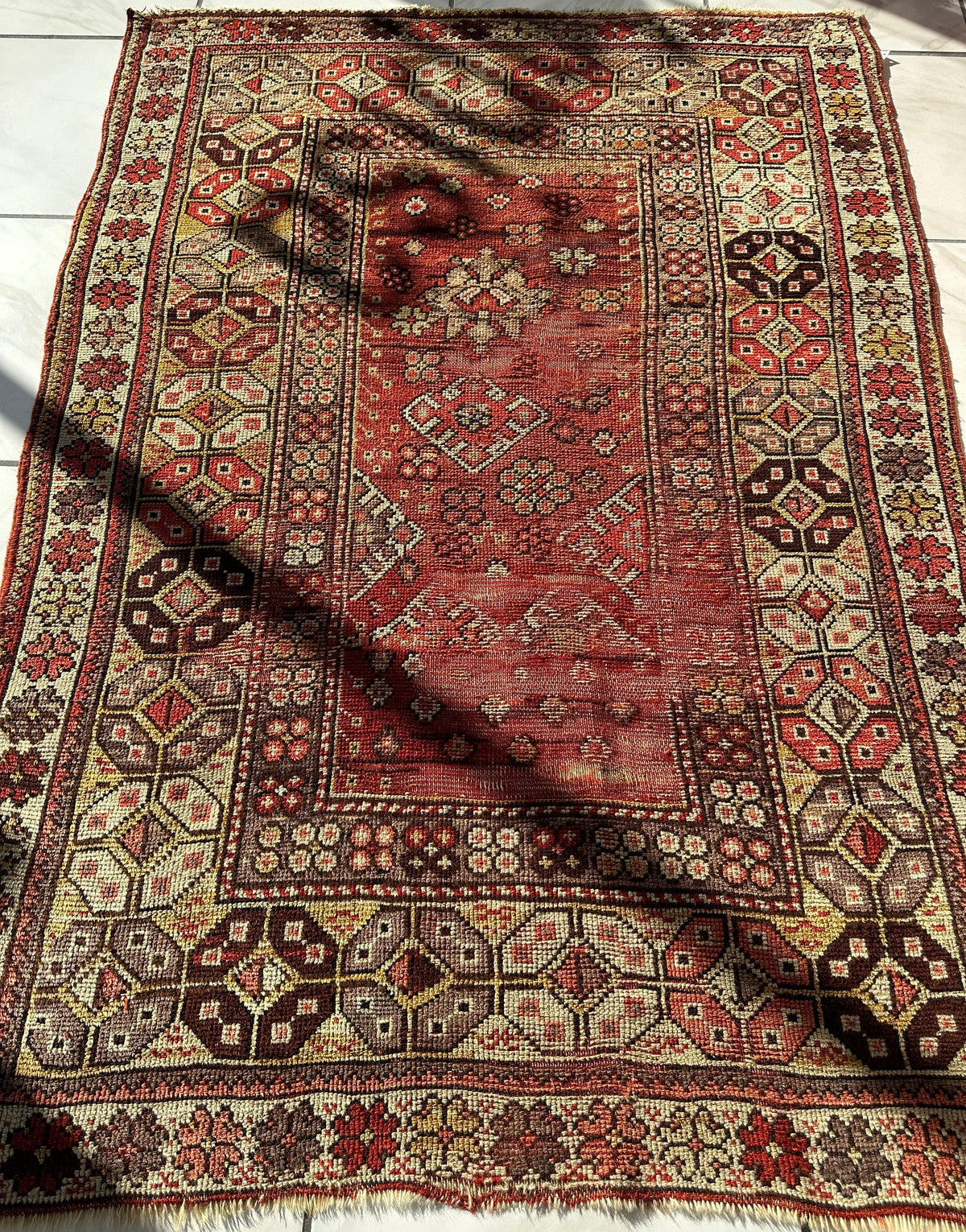 Rugistan Antique Turkish Wool Distressed Prayer Rug 4’3” x 5’11”