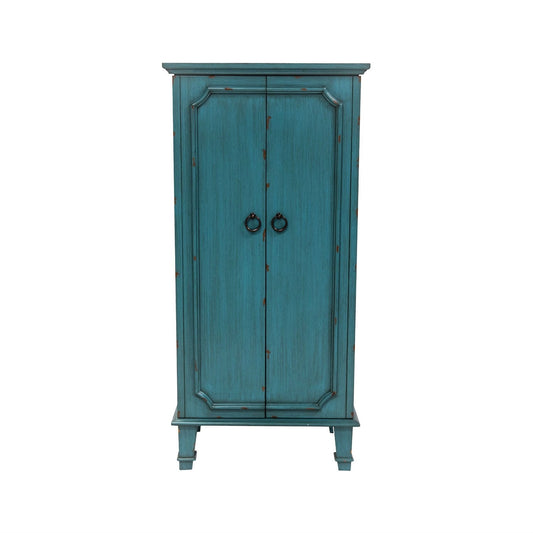 Vintage Turquoise Hand Painted Jewelry Armoire with Antique Drawer Pulls - Bedroom > Wardrobe & (product 10485249704219)