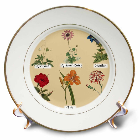 3dRose Vintage Botanical Flowers - Antique Floral - Beautiful Flower Art - Plates (cp-364635) - Plate - by 3dRose | Heavy