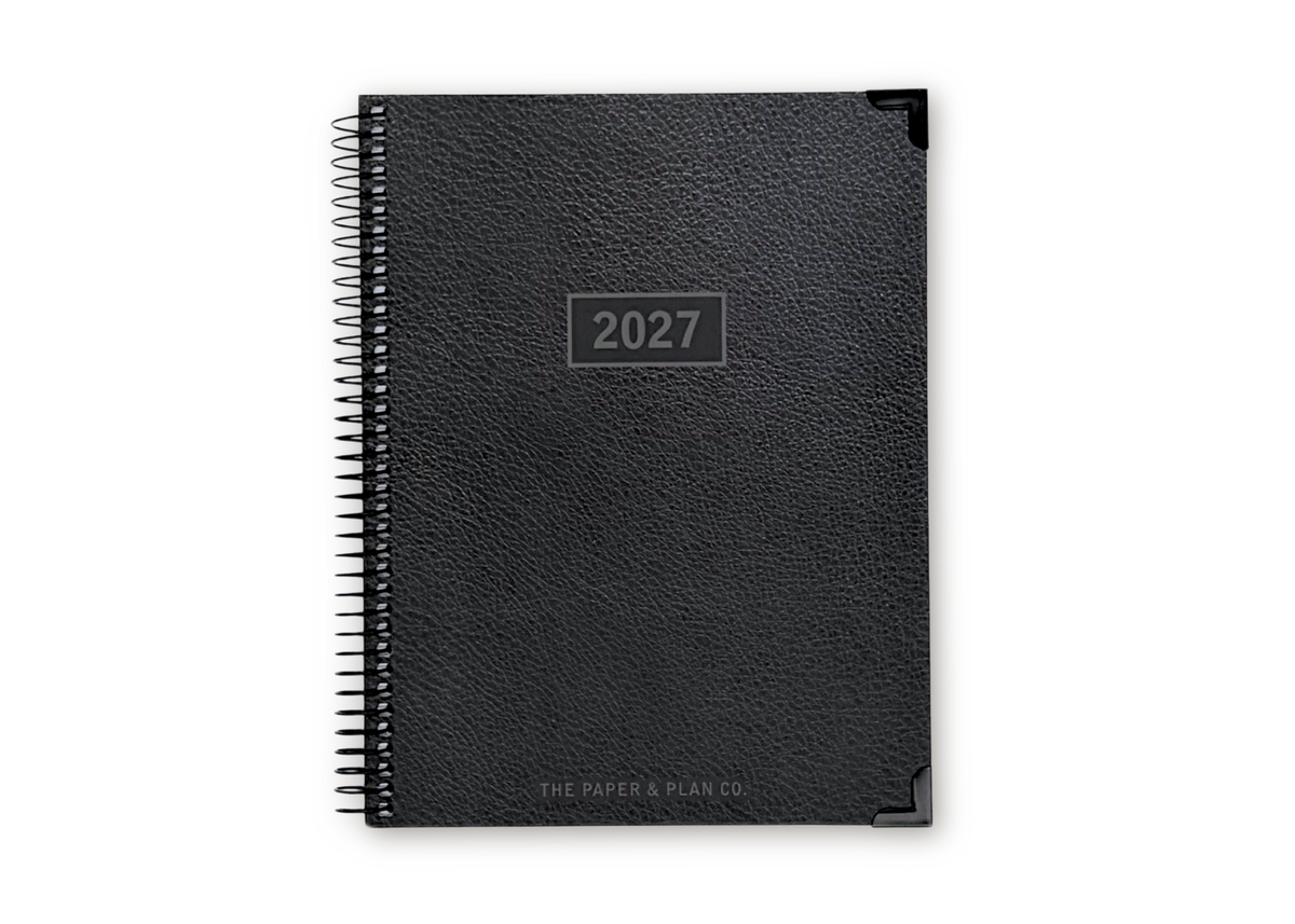 2027 Black Leather Look Weekly Planner Basic Bundle