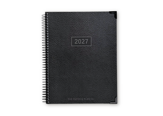 2027 Black Leather Look Weekly Planner