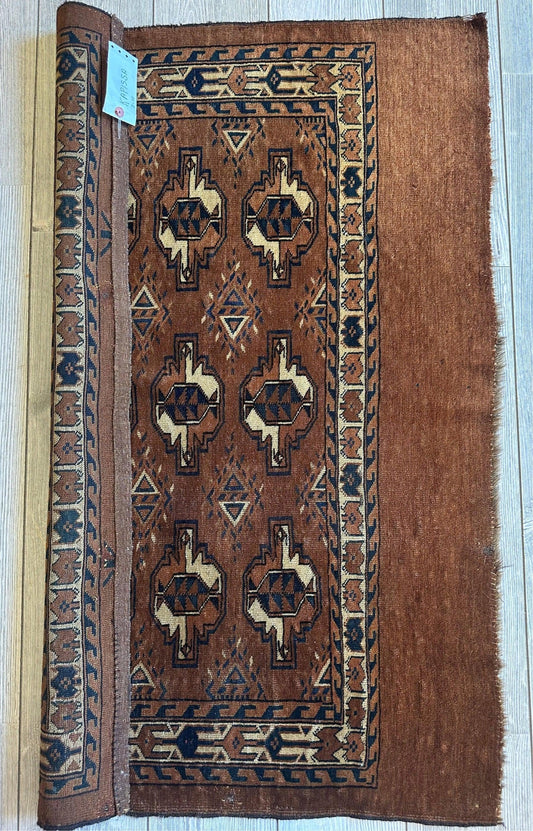 Rugistan Antique Tekke Yomud Yomut Saryk Chuval Rug Bag Face, Turkmen Rug, Turkoman Rug 2’6”x3’9”
