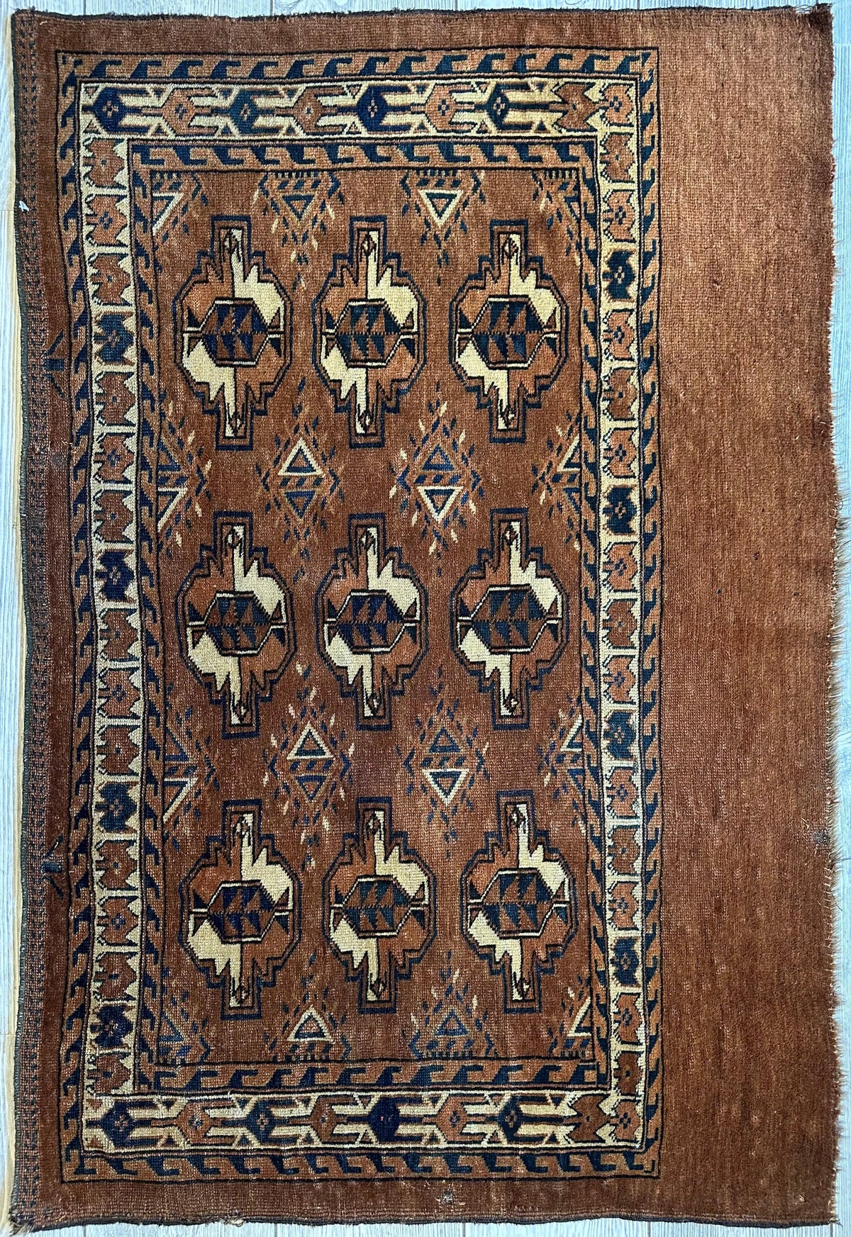 Rugistan Antique Tekke Yomud Yomut Saryk Chuval Rug Bag Face, Turkmen Rug, Turkoman Rug 2’6”x3’9”