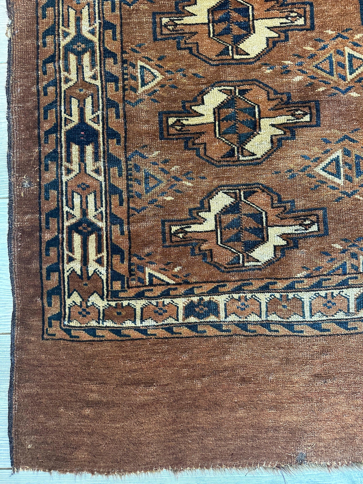 Rugistan Antique Tekke Yomud Yomut Saryk Chuval Rug Bag Face, Turkmen Rug, Turkoman Rug 2’6”x3’9”