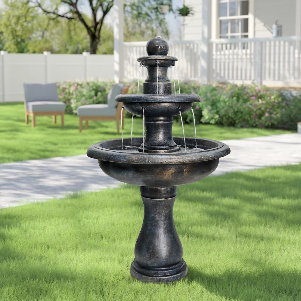 Concrete Antique Black 3 Tier Outdoor Water Fountain - Outdoor Fountain - by Water Fountain online (image 1 of 7) | Heavy