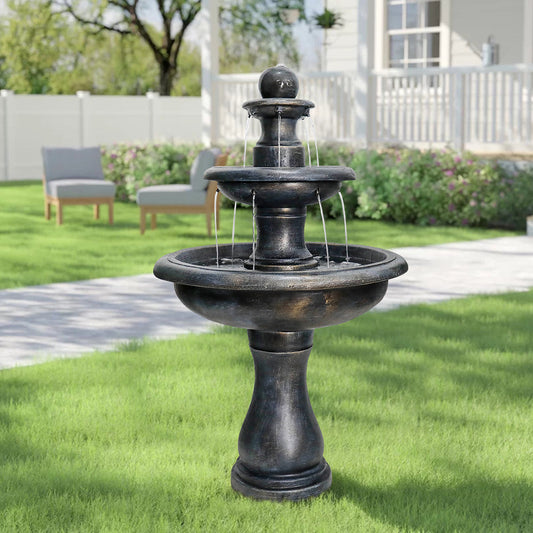 Concrete Antique Black 3 Tier Outdoor Water Fountain - Outdoor Fountain - by Water Fountain online (image 1 of 7) | Heavy