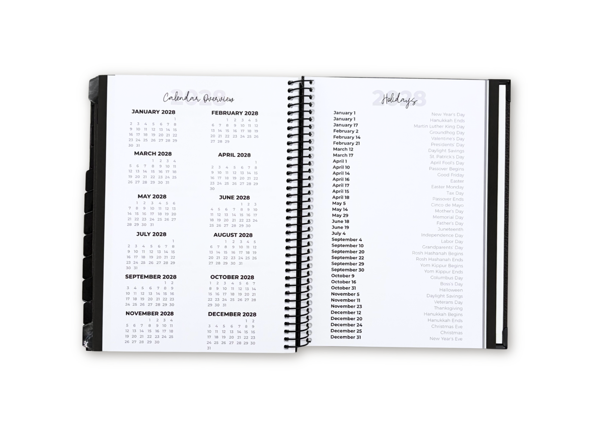 2027 Black Leather Look Weekly Planner Basic Bundle