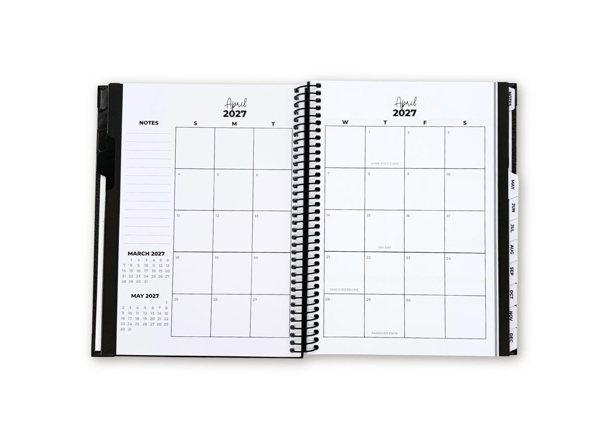 2027 Black Leather Look Weekly Planner Basic Bundle