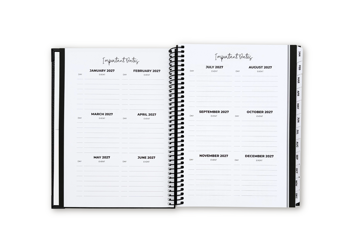 2027 Black Leather Look Weekly Planner Basic Bundle