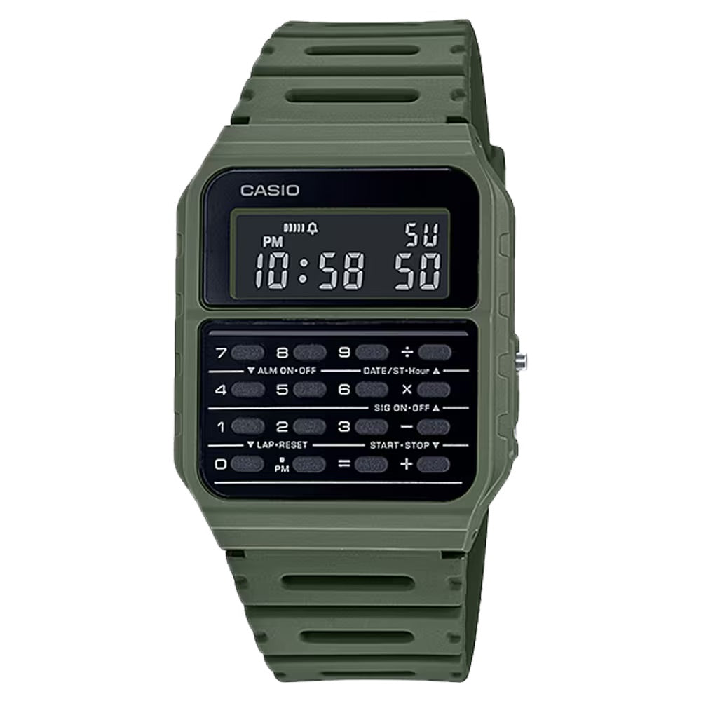 Casio Men's Vintage Calculator Watch with Green Band - CA-53WF-3BCF