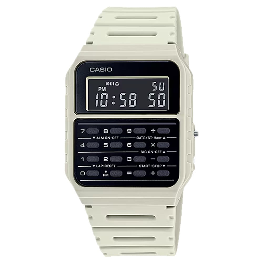 Casio Men's Vintage Calculator Watch with White Band - CA-53WF-8BCF