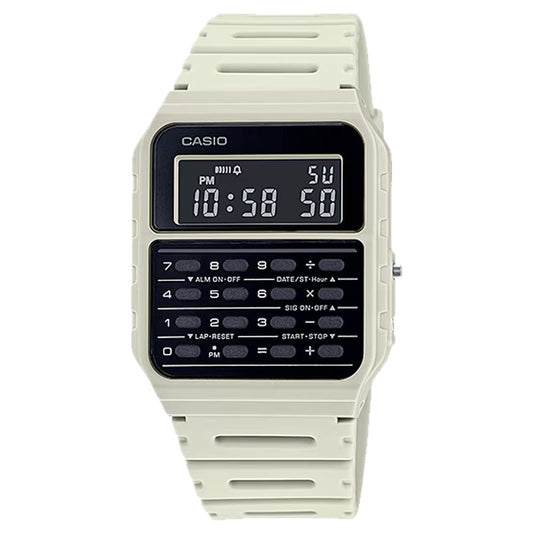 Casio Men's Vintage Calculator Watch with White Band - CA-53WF-8BCF