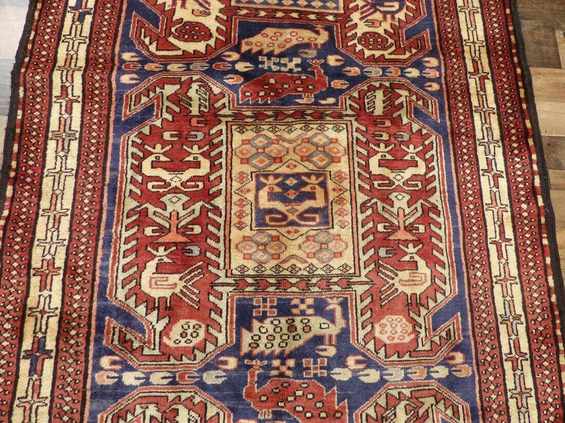 Rugistan Geometric Meshkin Persian Vintage Runner Rug Handmade Wool Carpet - 4'0"x 10'4"