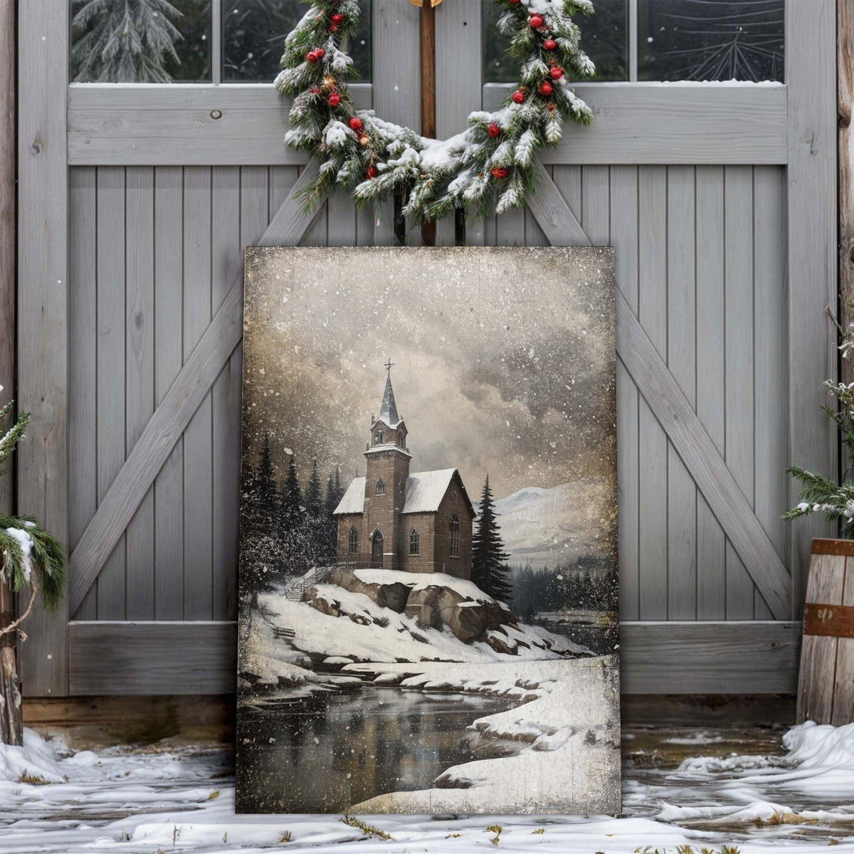 Vintage Church Christmas Wall Art II - Canvas - by Tailored Canvases (image 2 of 8) | Heavy Bass & Prosody