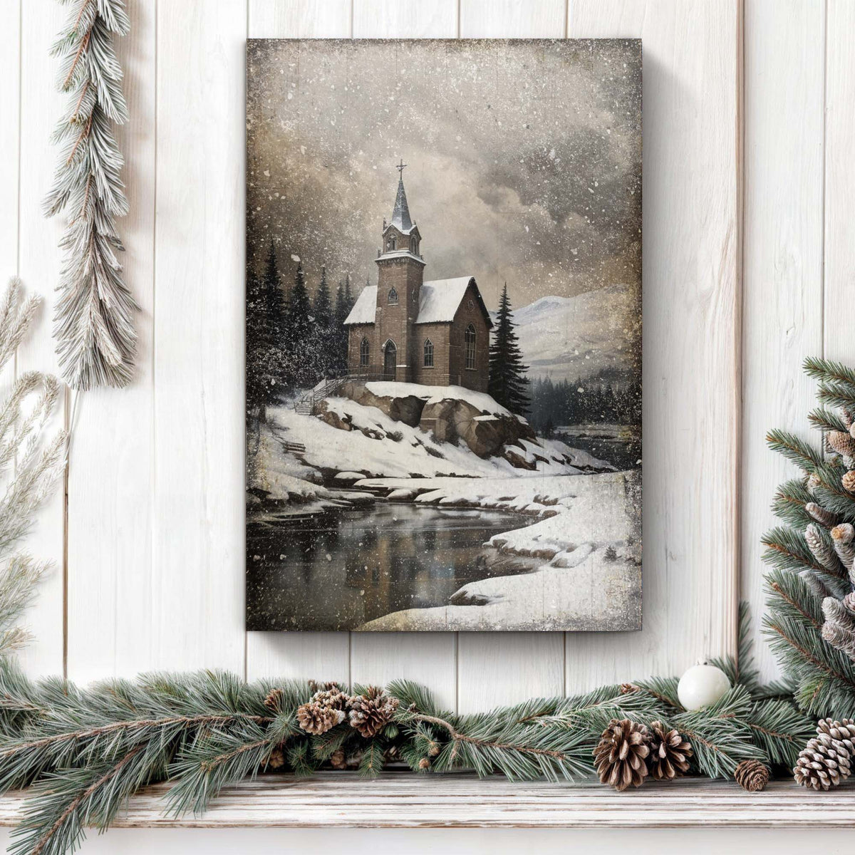 Vintage Church Christmas Wall Art II - Canvas - by Tailored Canvases (image 3 of 8) | Heavy Bass & Prosody