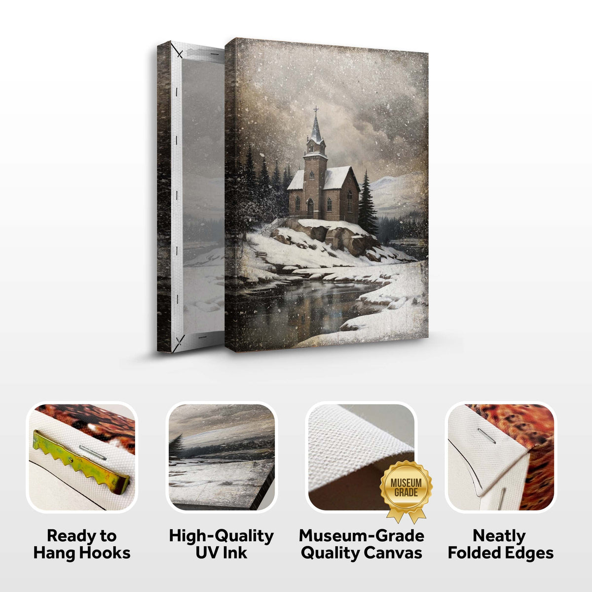Vintage Church Christmas Wall Art II - Canvas - by Tailored Canvases (image 6 of 8) | Heavy Bass & Prosody