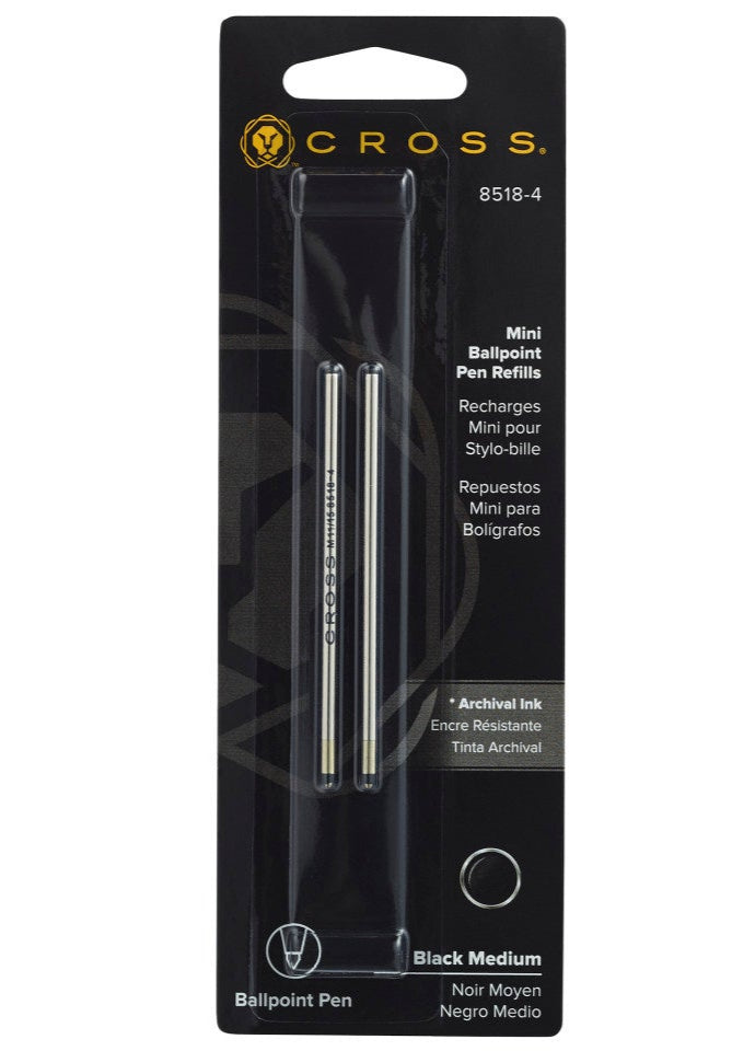 Mini Ballpoint Pen Refill - Black - Medium - Dual Pack