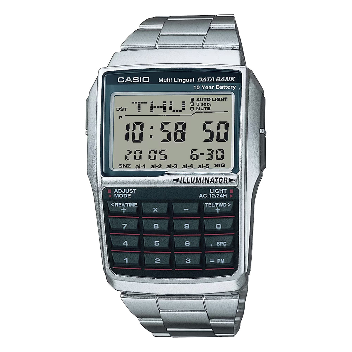 Casio Men's Digital Data Bank Calculator Watch with Silver Dial - DBC-32D-1A